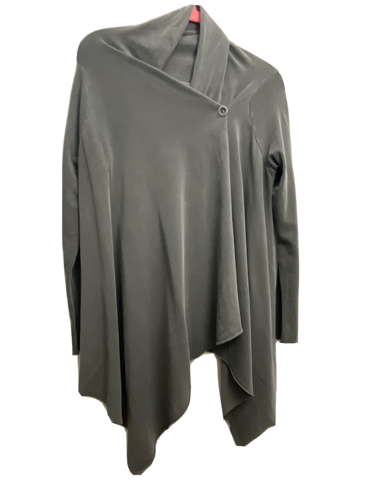 7 For All Mankind Womens M/L Side Button Gray Light Weight Sweater Shark Hem