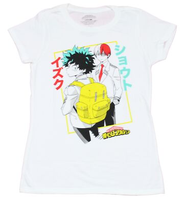 My Hero Academia Adult New T-Shirt - Deku Yellow Backpack Todoroki Looks