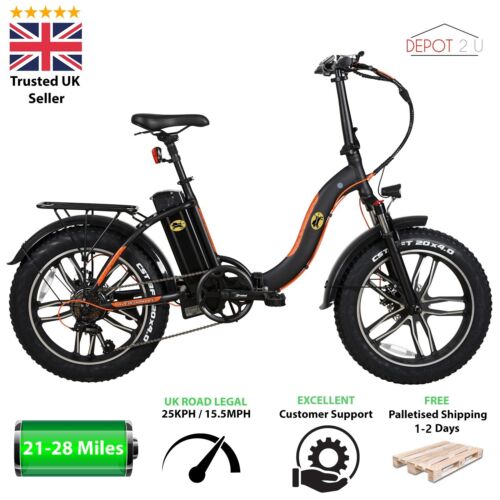 Electric Bike Fat Tyre Folding E Bike Front Suspension UK 15.5mph 250w