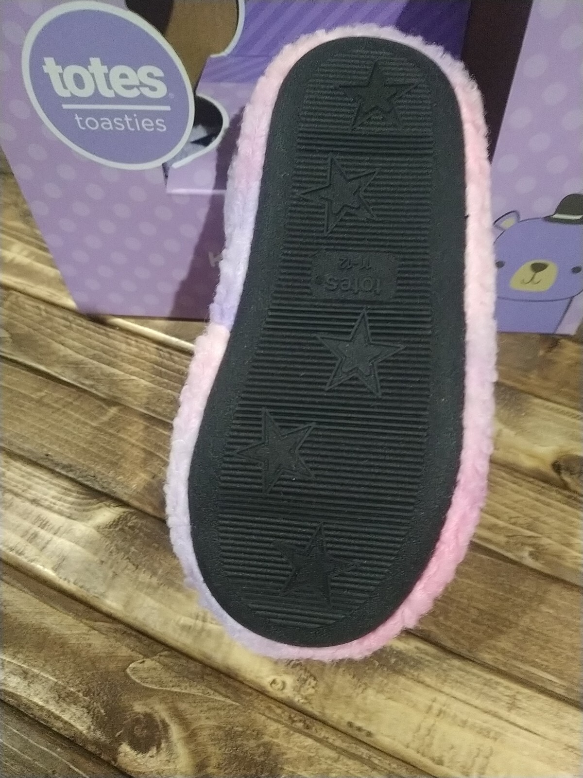 SAOLA Pantofole Totes Toasties per bambini rosa viola sfocate suola interna esterna taglia 11 12 NUOVE
