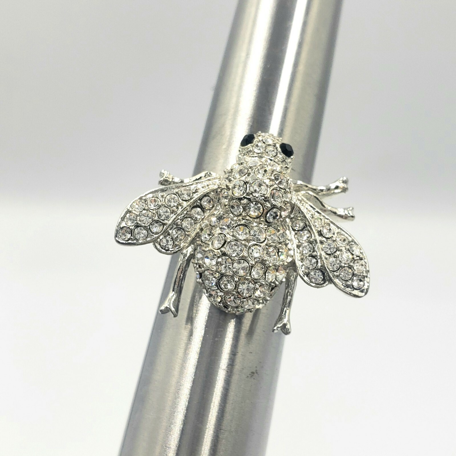 Crystal Bee Fly RING Statement Oversized Cocktail… - image 3