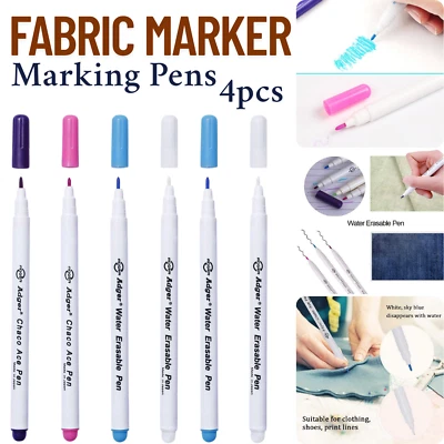 4 X FABRIC MARKER MARKING PENS WATER WASHABLE ERASABLE DRESS MAKERS TAILORS PEN