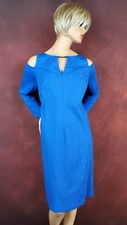Lane Bryant Long Sleeve Cold Shoulder Stretchy Knit Sheath Dress 18 Blue Keyhole
