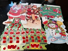 6 1990's Eureka Christmas Wall Decor Die Cuts Santa Snowman 2 Felt Trees Teacher