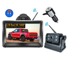 5" Wireless Quad Monitor Backup Reversing Camera Magnetic 9600mA Battery Kit RV