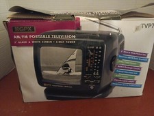 GPX Portable 5 Black White 3 Way Power Television TV Radio TVP7 New Read