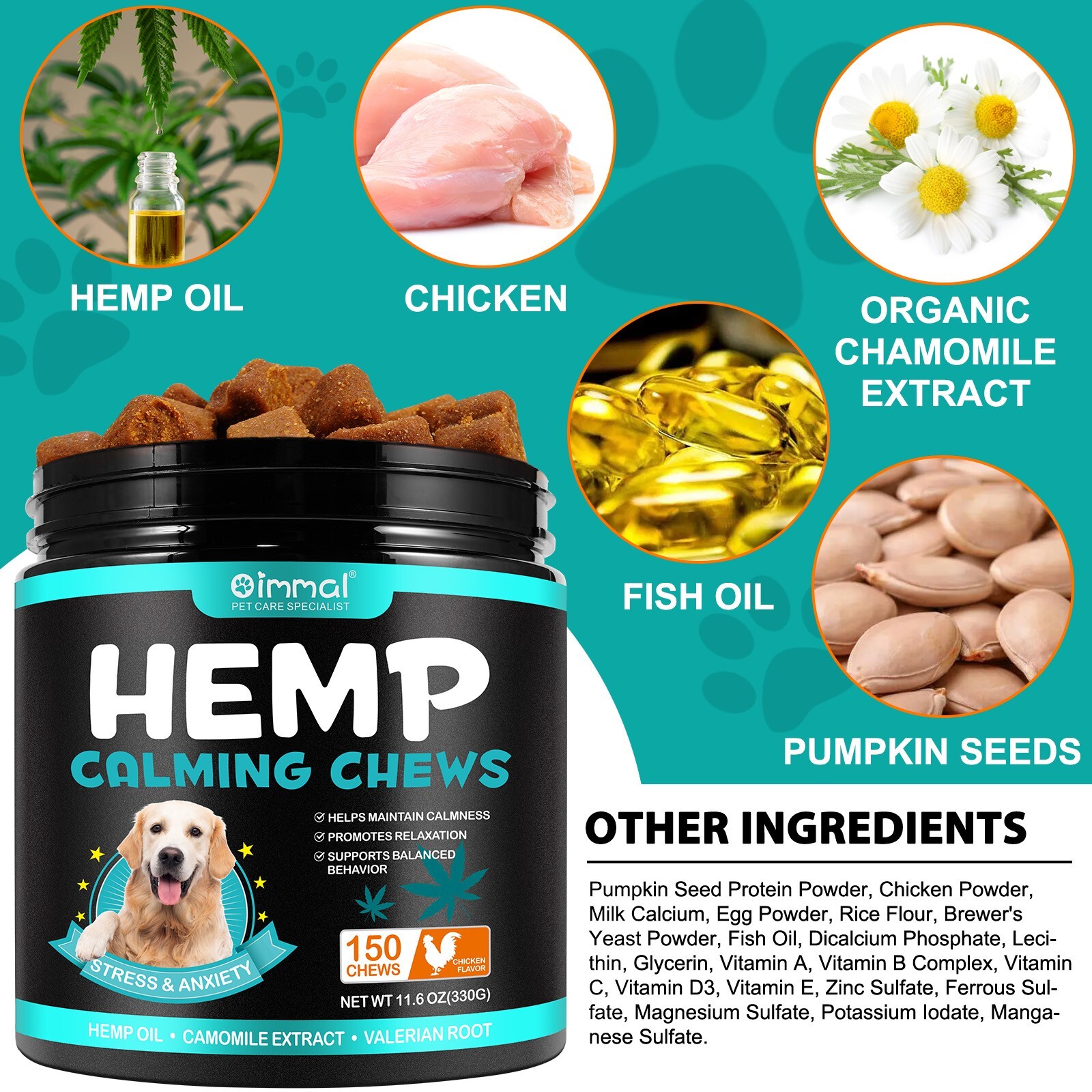DOG FOOD Hemp Chews CALMING CHEWS Daily Dog ANXIETY RELIEF TREATS