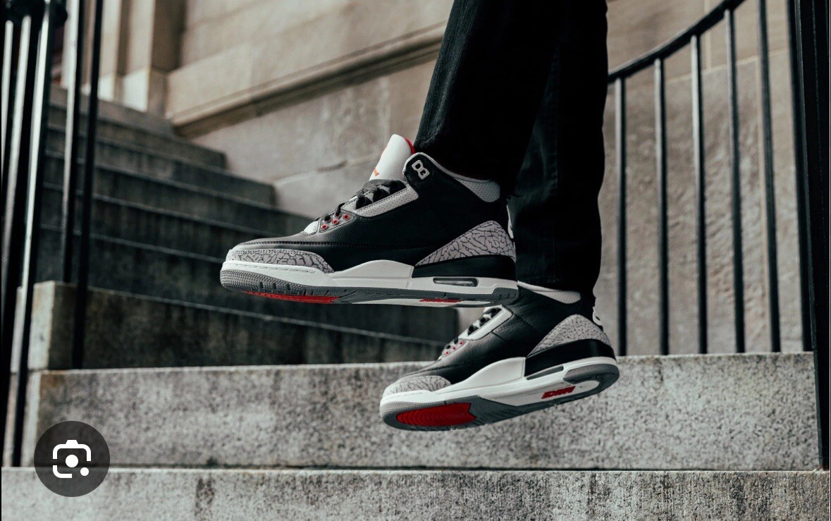 New 10 Nike Air Jordan 3 Retro Black Cement Reimagined Sneakers