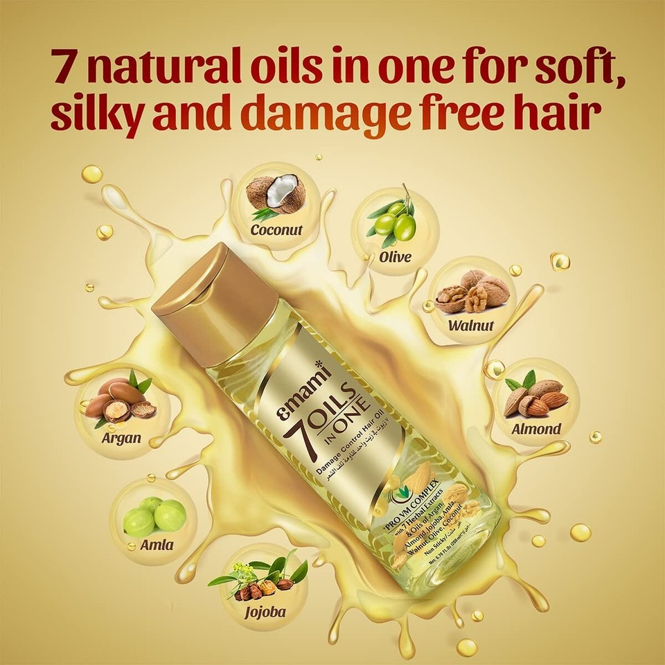 Emami 7 Oils In One Non Sticky Non Greasy Hair Oil Argan Oil and Amla