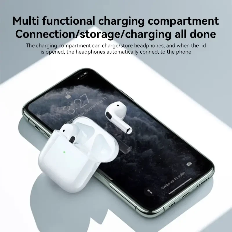 Cuffie Auricolari Bluetooth Pro 4 TWS Wireless Bianche – Compatibili 🎧🔊 - Bulk - Immagine 4 di 4