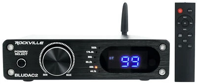 Rockville BLUDAC2B DAC/Bluetooth Amplifier Home Receiver USB/Optical/Sub Out
