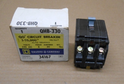 SQUARE D QBH QBH330 CIRCUIT BREAKER 30A 30 AMP 3P 3 POLE 240VAC 65KA BOLT-ON