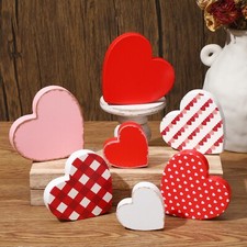 7 Pcs Valentines Freestanding Wood Heart Signs, Farmhouse Valentines Day Tier...
