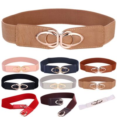 Women's Elastic Wide Belts - Faux Leather Stretch Thick Belt Dress Plus Size 1PC