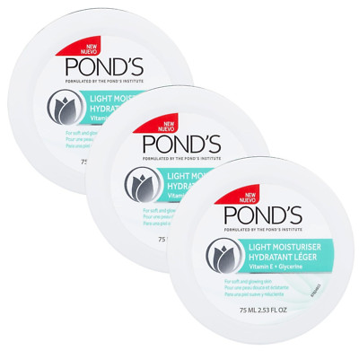 Pond's Light Moisturizer Cream, For Soft and Glowing Skin, Vitamin E, 3-Pack of