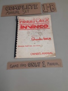 Original Arcade Manual: HEAD ON 2/INVINCO - GREMLIN/SEGA - 1980-  FREE SHIPPING