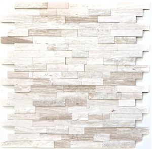 Marmormosaik Naturstein Selbstklebend Stäbchen Grauweiß Beige 200-0120