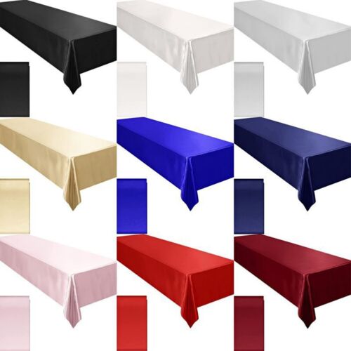 Satin Tablecloth Table Cover Perfect for Weddings Parties & More 145x260cm - Zdjęcie 1 z 53