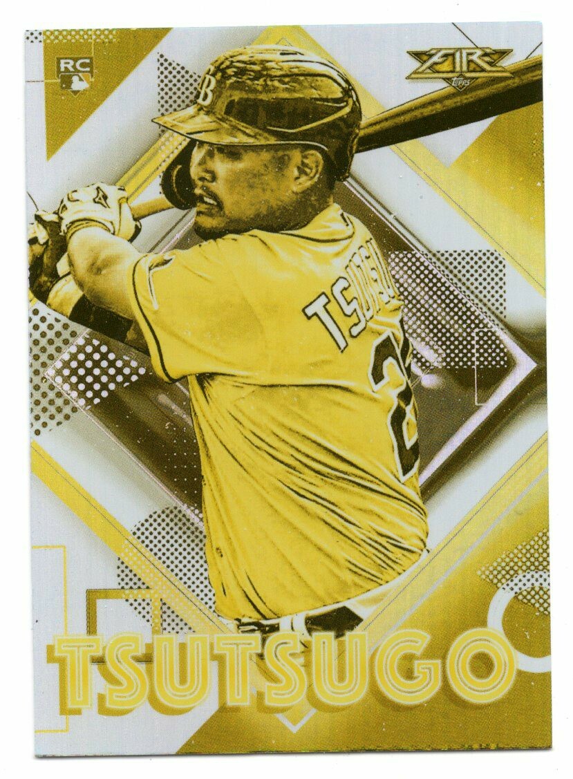 2020 Topps Fire #187 Yoshi Tsutsugo Yellow Parallel Rookie Card w