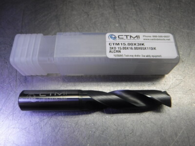 CTMI 15mm Coolant Thru Carbide Drill 3xd 15.00x16.00x65x115IK ALCRN (LOC1023C)