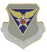 Air Force 12th Twelfth 12AF USAF 1 inch Shield hat lapel pin H15959 F6D15B