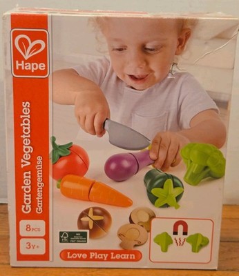 NIB Hape Cook & Serve Kids Wooden Kitchen Play Food Plate & Pot Set 13PCS Age 3+