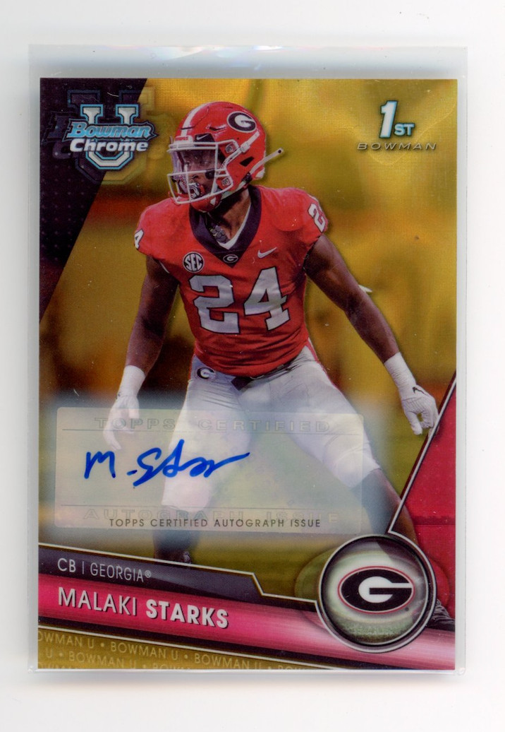 Malaki Starks 2023 Bowman U Chrome 1st Gold Lava Refractor Auto /50 Georgia