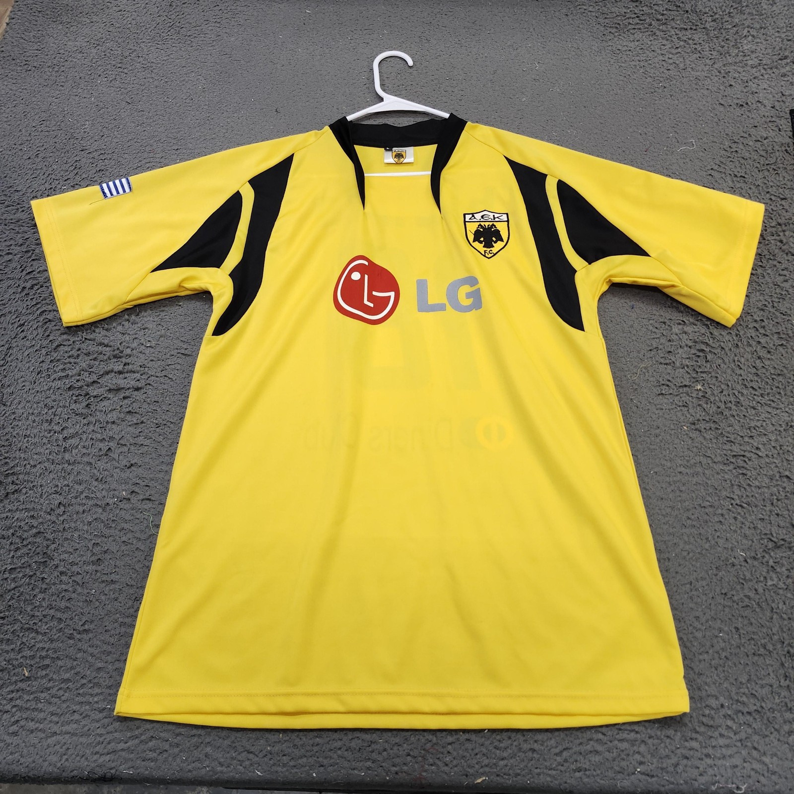 AEK Athens Jersey Mens Large Yellow Soccer Football Blanco 18 LG Diners Club