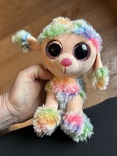 TY BEANIE BOO CUTE RAINBOW THE COLORFUL POODLE DOG PLUSH TOY WITH FREE SHIPPING