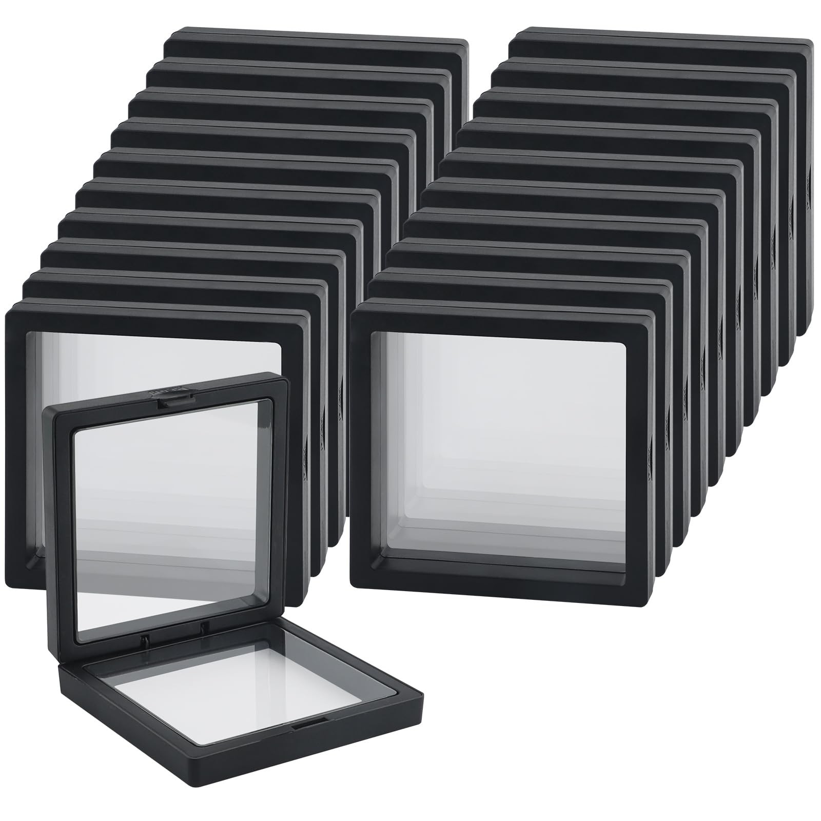 20 Pcs Black 3D Floating Display Case 4.3 x x x x 0.8in,