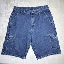 Vintage Wrangler Hero Denim Shorts Men's 32 Blue Carpenter Cargo Jorts