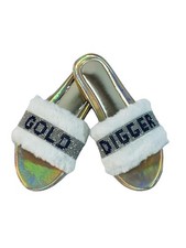 Gold Digger Faux Fur Rhinestone Slides