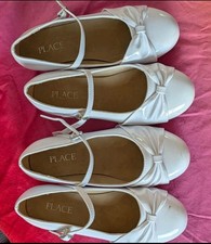 PLACE Girls White Mary Jane Dress Shoes Bow Buckle Strap Low Heel US 1