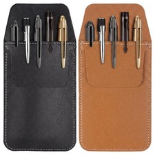 2 PCS PU Leather Pockets Pen Holder Organizer...