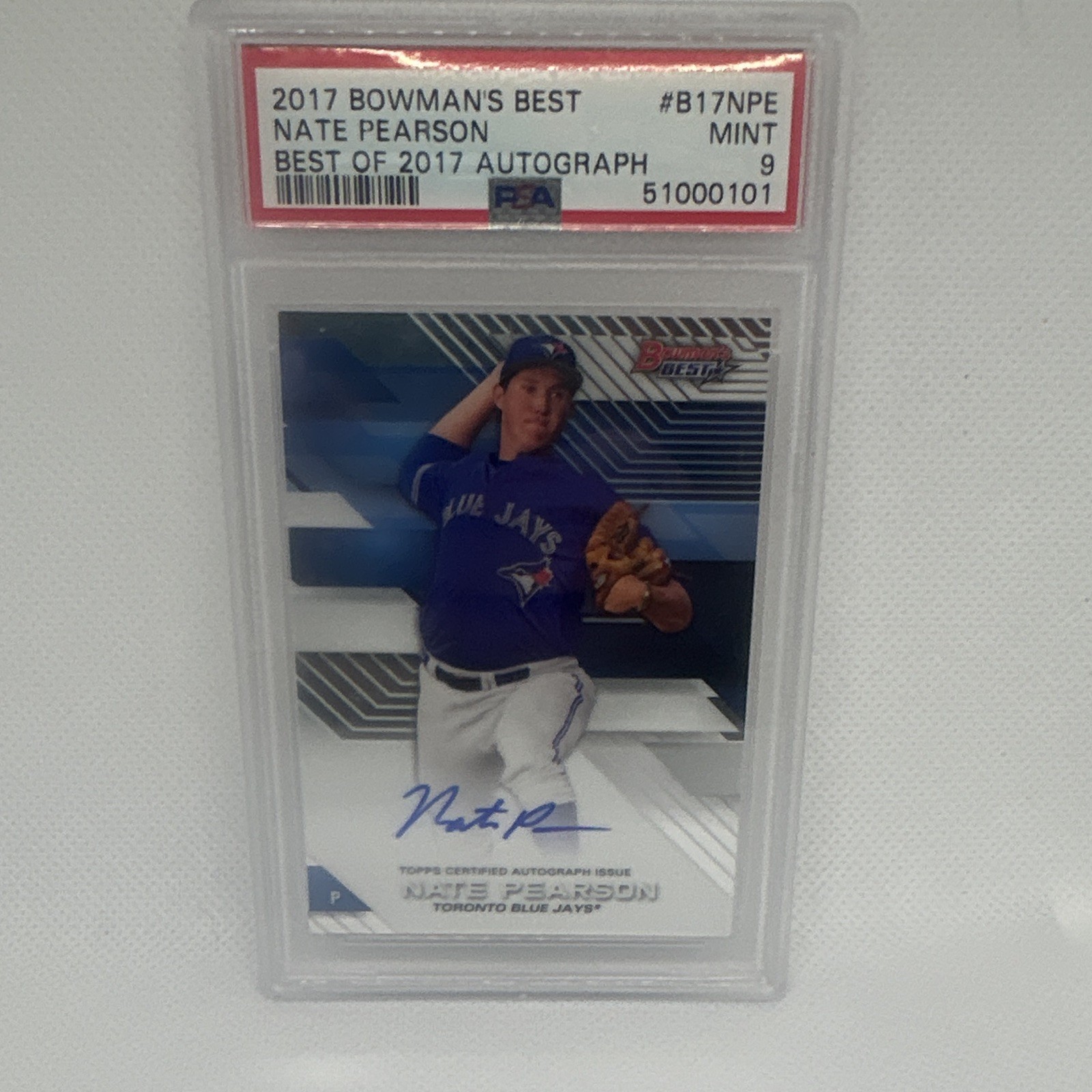 Bowman 2017 Bowman's Best Nate Pearson Rookie Auto Best of 2017 #B17-NPE PSA 9
