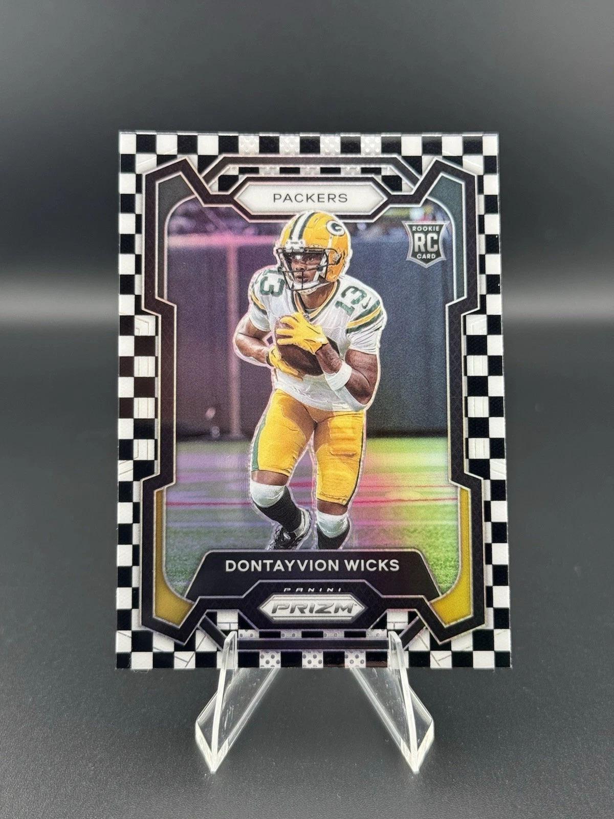 2023 Prizm - Rookies Dontayvion Wicks #333 Black White Checker Prizm (RC) SSP