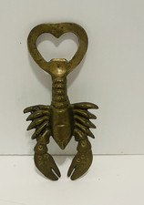 Vintage Brass Lobster Bottle Opener Gold Tone Crayfish MCM Crawfish