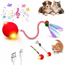 Interactive Cat Toy Ball, Automatic with Bird Chirping Sound, 3 Red