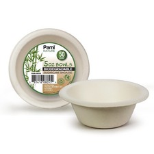 PAMI Biodegradable Sugarcane Bowls 5 oz,Compostable,Microwave Safe,50-Pack