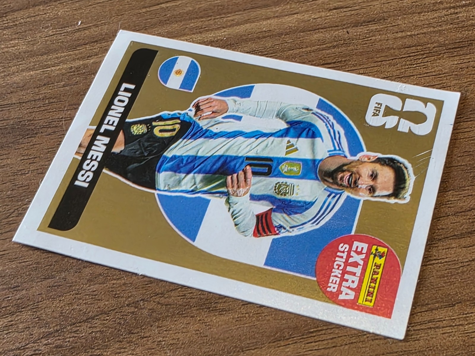 Panini World Cup 2026 Messi Extra Sticker Gold view 2