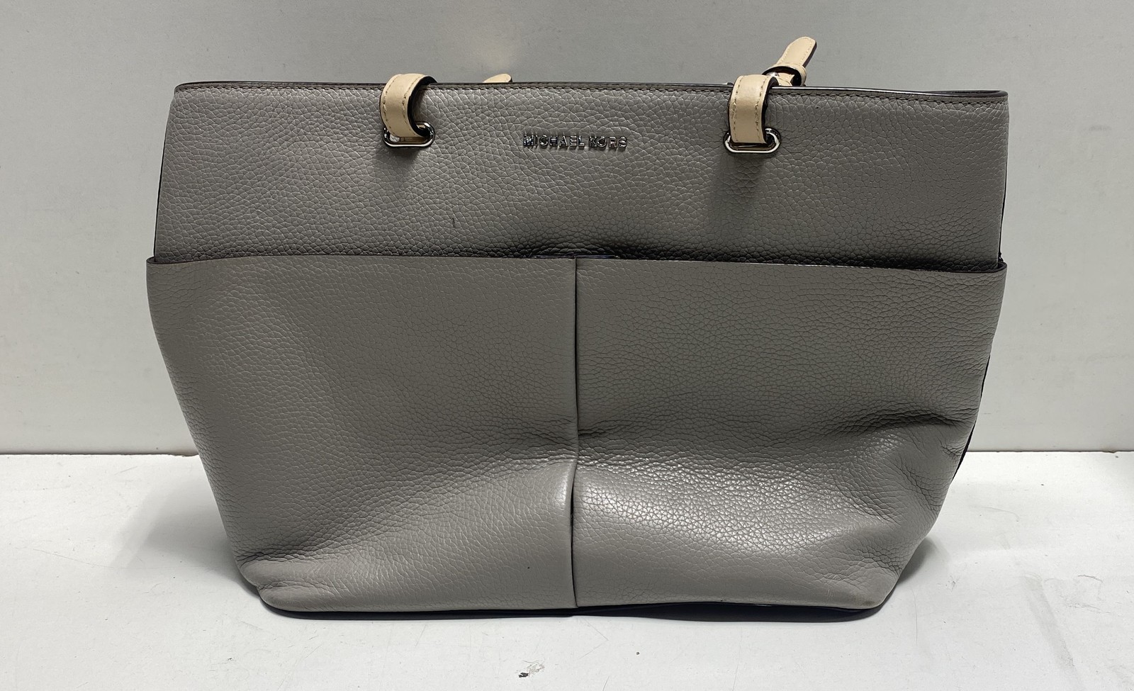 Michael Kors Gray Solid Pebbled Leather Zipper To… - image 1