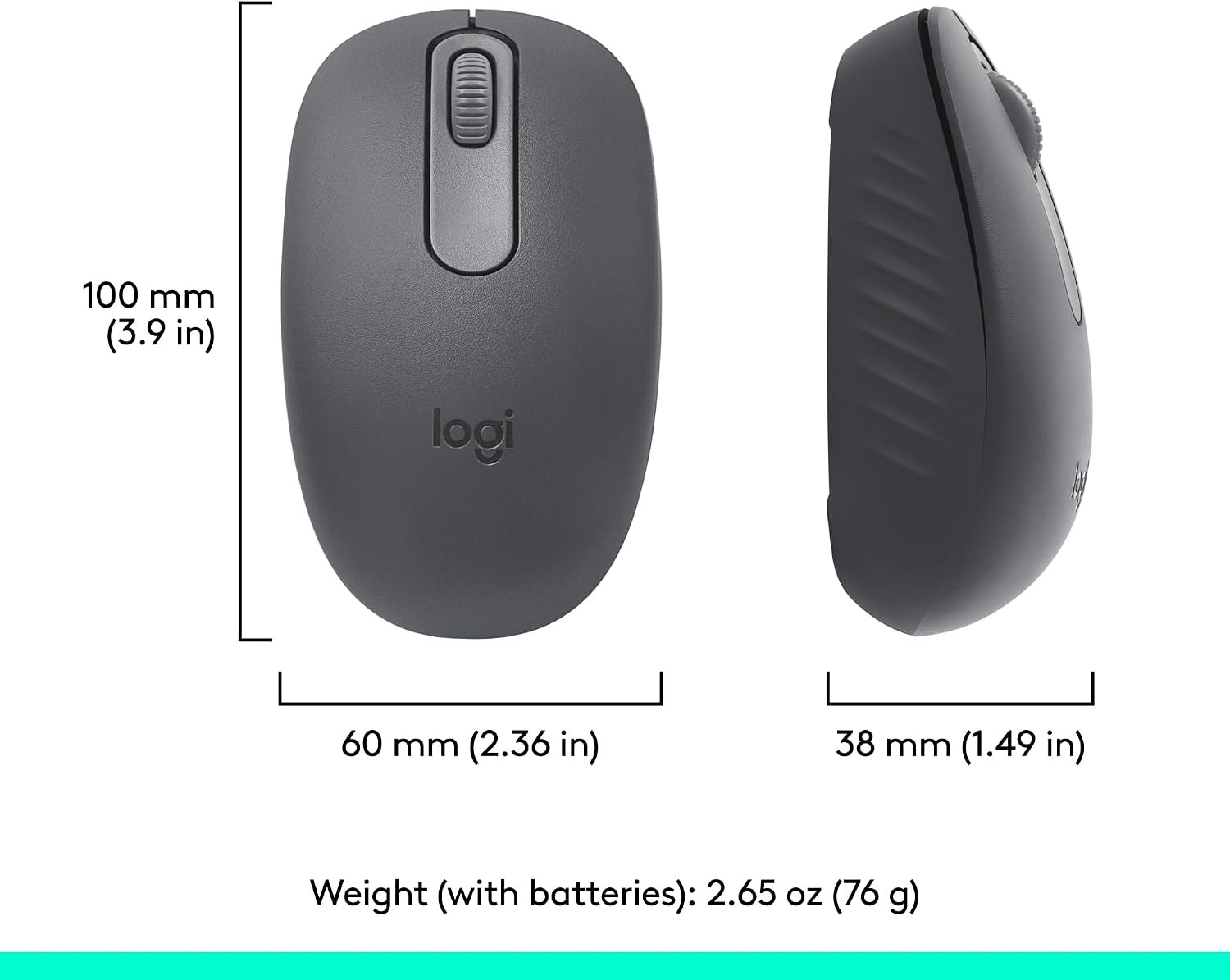 Mouse inalámbrico Bluetooth compacto y ambidiestro Logitech M196 - Grafito 910-00743, imagen 6