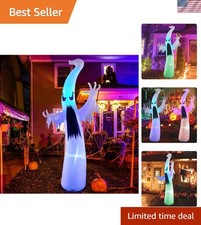 6 FT Colorful LED Ghost Inflatable with Red Eyes Unique Halloween Decoration