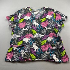 Scrubstar Nursing Scrub Top Womens 2XL Multicolor Tropical Print Medical Uniform