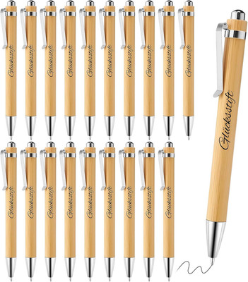20 Stück Glücksstift Kugelschreiber Geschenke Bambus Druckkugelschreiber Inspiri