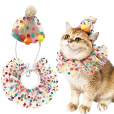 Cute Pet Birthday Costume Bandana Scarf Bib and Hat Set for Cat Small Dog, Ca...