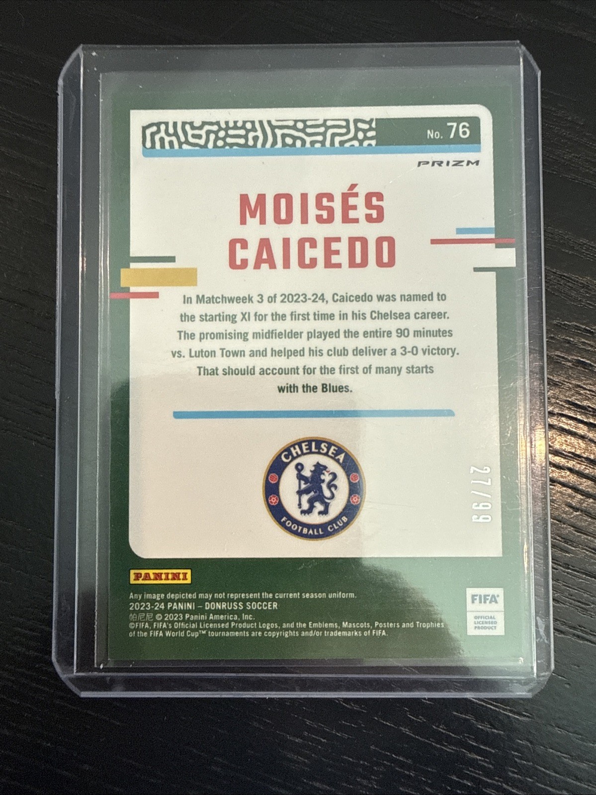 2023-24 Panini Donruss Fifa - Optic Moises Caicedo #76 Pink Velocity Prizm /99 view 2