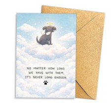 5.3x8in Pet Sympathy Card with Angel Dog Illustration, No Matter How Long We H