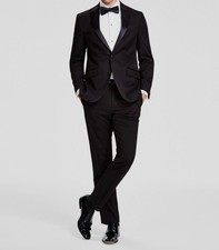 Kenneth Cole Reaction Mens Black Slim-Fit 2-PC Jacket Pants Tuxedo Suit Size 36R