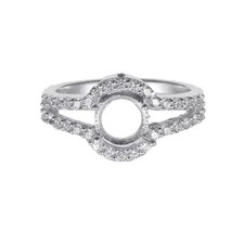 Semi Mount Ring Stone Setting Size 7X7 MM Round Shape 925 Sterling Silver Ring